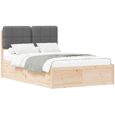 Pilt vidaXL Bed Frame with Upholstered Headboard Dark Grey 120 x 190 cm