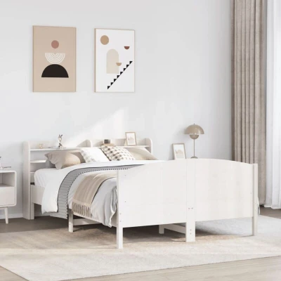 Pilt vidaXL Bed Frame without Mattress White 135x190 cm Double Solid Wood Pine