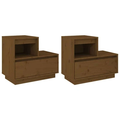 Pilt vidaXL Bedside Cabinets 2 pcs Honey Brown 60x34x51 cm Solid Wood Pine