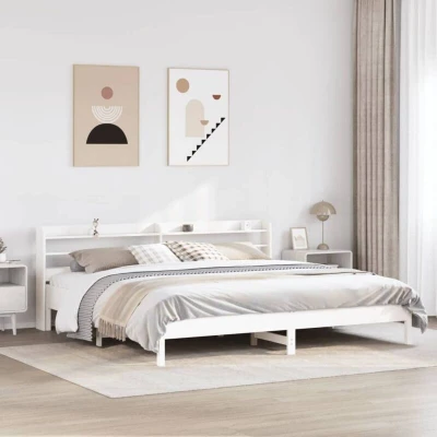 Pilt vidaXL Bed Frame without Mattress White 180x200 cm Super King Solid Wood Pine