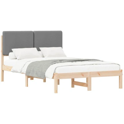 Pilt vidaXL Bed Frame with Upholstered Headboard Light Grey 135 x 190 cm