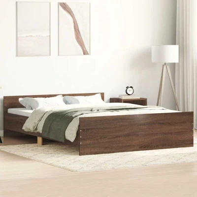 Pilt vidaXL Bed Frame without Mattress Brown Oak 150x200 cm King Size