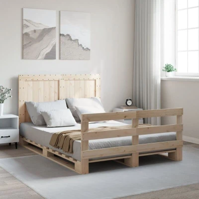 Pilt vidaXL Bed Frame without Mattress with Headboard 140x200 cm Solid Wood