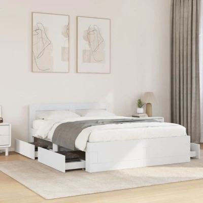 Pilt vidaXL Bed Frame with Headboard without Mattress White 120x200 cm