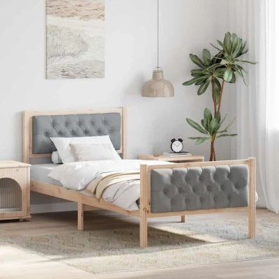 Pilt vidaXL Bed Frame with Headboard Light Grey 90 x 190 cm Solid Pine Wood