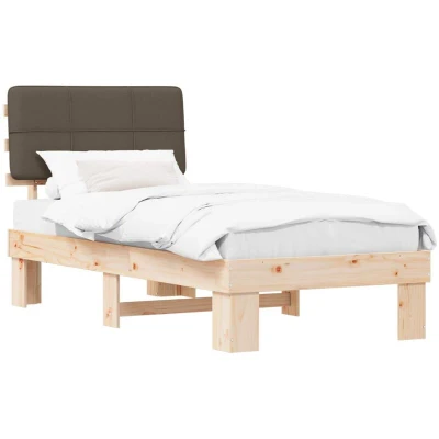 Pilt vidaXL Bed Frame with Upholstered Headboard Taupe 80 x 200 cm