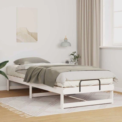 Pilt vidaXL Bed Frame White 90 x 220 cm Solid Pine Wood