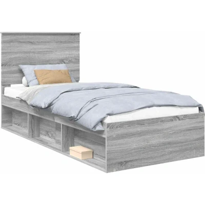 Pilt vidaXL Bed Frame Grey Sonoma 100 x 200 cm Solid Pine Wood