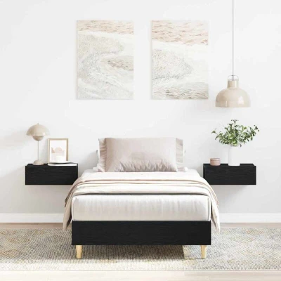 Pilt vidaXL Bed Frame Black Oak 193 x 78 25 cm Engineered Wood