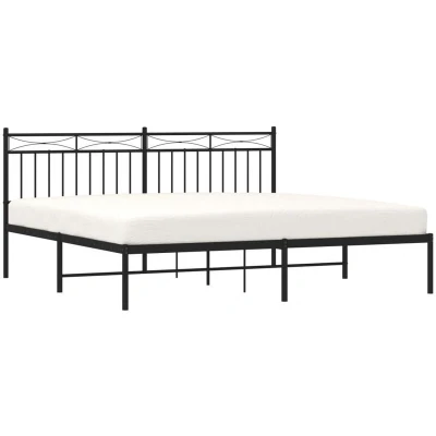 Pilt vidaXL Metal Bed Frame without Mattress with Headboard Black 180x200cm