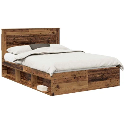 Pilt vidaXL Bed Frame with Headboard Old Wood 150 x 200 cm Solid Pine