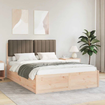 Pilt vidaXL Bed Frame with Upholstered Headboard Taupe 140 x 190 cm