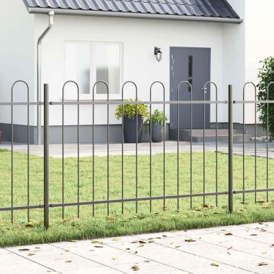 Pilt vidaXL Garden Fence 7 pcs Grey 11.9 x 1 m Powder-coated Steel