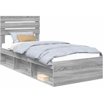 Pilt vidaXL Bed Frame Grey Sonoma 90 x 200 cm Solid Pine Wood