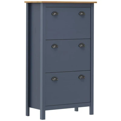 Pilt vidaXL Shoe Cabinet Hill Grey 72x35x124 cm Solid Pine Wood