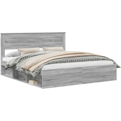 Pilt vidaXL Bed Frame Grey Sonoma 180 x 200 cm Solid Pine Wood