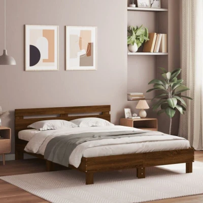 Pilt vidaXL Bed Frame without Mattress Brown Oak 140x200 cm