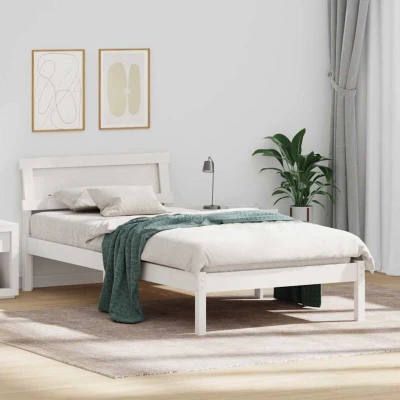 Pilt vidaXL Bed Frame with Headboard White 100 x 200 cm Solid Pine Wood