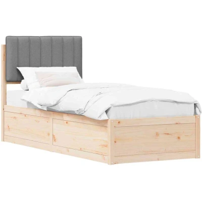 Pilt vidaXL Bed Frame with Upholstered Headboard Light Grey 80 x 200 cm