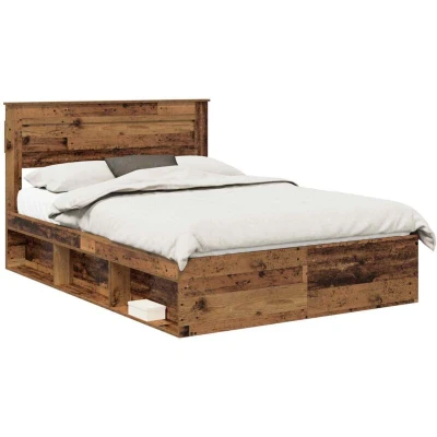 Pilt vidaXL Bed Frame with Headboard Old Wood 150 x 200 cm Solid Pine