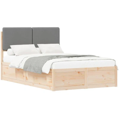 Pilt vidaXL Bed Frame with Upholstered Headboard Light Grey 120 x 200 cm