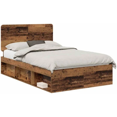 Pilt vidaXL Bed Frame with Headboard Old Wood 120 x 190 cm Solid Pine