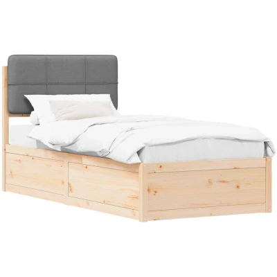 Pilt vidaXL Bed Frame with Upholstered Headboard Light Grey 80 x 200 cm