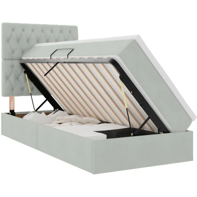 Pilt vidaXL Storage Bed with Mattress Light Grey 90 x 200 cm Velvet