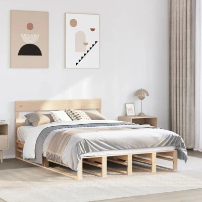 Pilt vidaXL Bed Frame without Mattress 150x200 cm King Size Solid Wood Pine