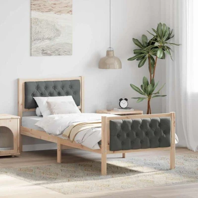 Pilt vidaXL Bed Frame with Headboard Dark Grey 80 x 200 cm Solid Pine Wood