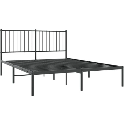 Pilt vidaXL Metal Bed Frame without Mattress with Headboard Black 140x190cm