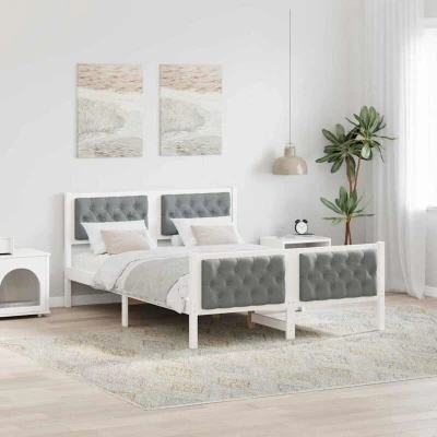 Pilt vidaXL Bed Frame Light Grey 140 x 190 cm Solid Pine Wood