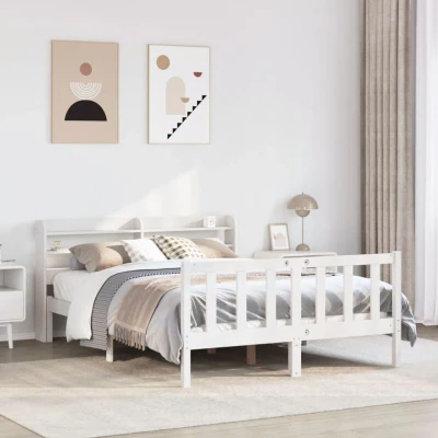 Pilt vidaXL Bed Frame without Mattress White 150x200 cm King Size Solid Wood Pine