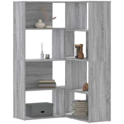 Pilt vidaXL Corner Bookcase 4-Tier Grey Sonoma 85x85x140 cm Engineered Wood