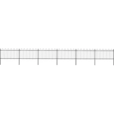 Pilt vidaXL Garden Fence with Hoop Top Steel 1070x100 cm Black