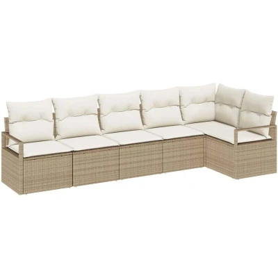 Pilt vidaXL Sofa Set 6 pcs Beige Poly Rattan