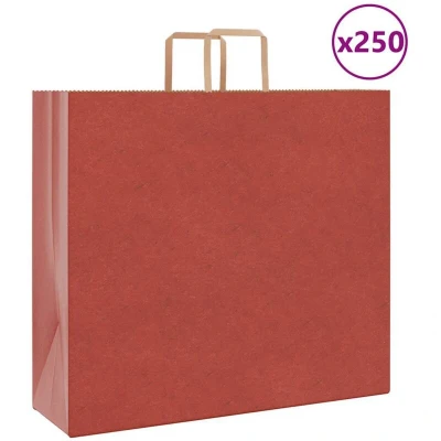 Pilt vidaXL Paper Bags 250 pcs with Handles Red 54x15x49 cm