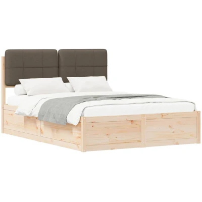 Pilt vidaXL Bed Frame with Upholstered Headboard Taupe 150 x 200 cm