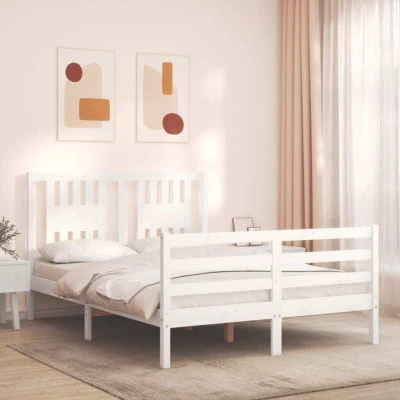 Pilt vidaXL Bed Frame without Mattress White Small Double Solid Wood