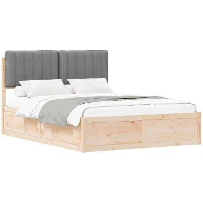 Pilt vidaXL Bed Frame with Upholstered Headboard Light Grey 140 x 190 cm