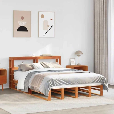 Pilt vidaXL Bed Frame without Mattress Wax Brown 140x200 cm Solid Wood Pine