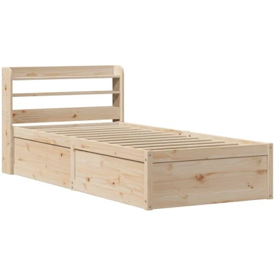 Pilt vidaXL Bed Frame with Headboard 90x190 cm Single Solid Wood Pine