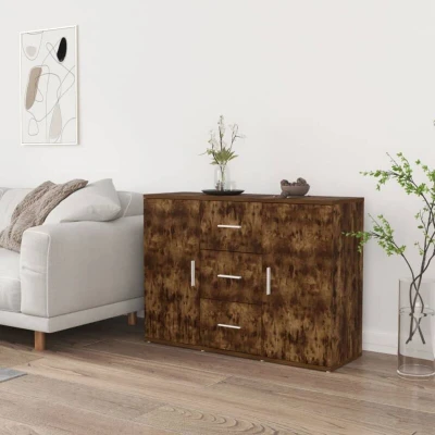 Pilt vidaXL Sideboard Smoked Oak 91x29.5x65 cm Engineered Wood