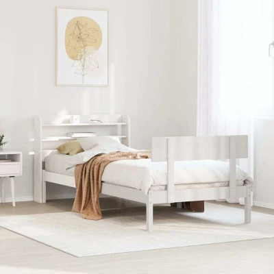Pilt vidaXL Bed Frame without Mattress White 90x190 cm Single Solid Wood Pine