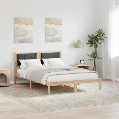 Pilt vidaXL Bed Frame with Upholstered Headboard Dark Grey 140 x 190 cm