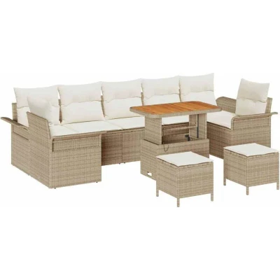 Pilt vidaXL Garden Sofa Set with Cushion 10 pcs Beige and Cream
