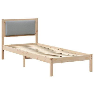 Pilt vidaXL Bed Frame with Headboard Light Grey 80 x 200 cm Solid Pine Wood