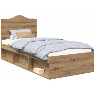 Pilt vidaXL Bed Frame Artisian Oak 90 x 190 cm Solid Pine Wood