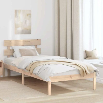 Pilt vidaXL Bed Frame with Headboard Brown 90 x 200 cm Solid Pine wood