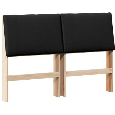 Pilt vidaXL Upholstered Headboard Black 140 cm Solid Pine Wood